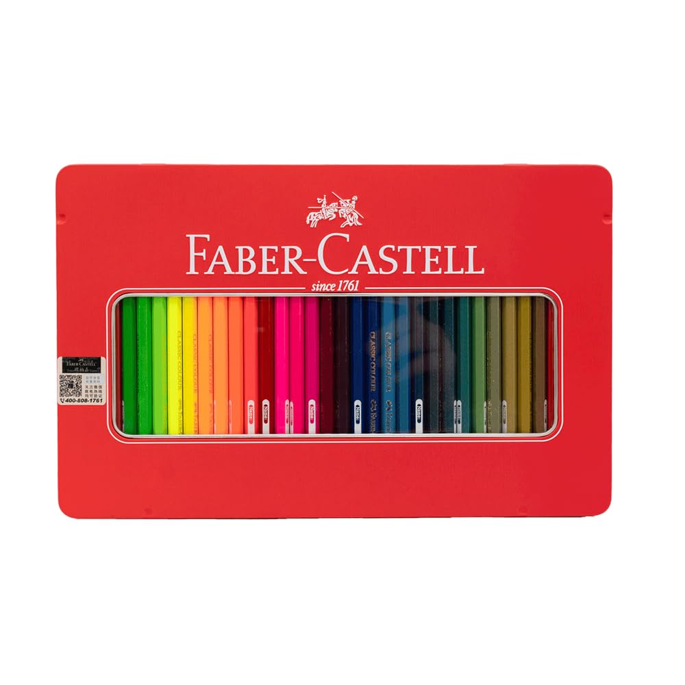 Faber-Castell Oil-Based Colored Pencils, Castle Series, 50 Colors, Red Tin, FC115750 [Parallel Import]