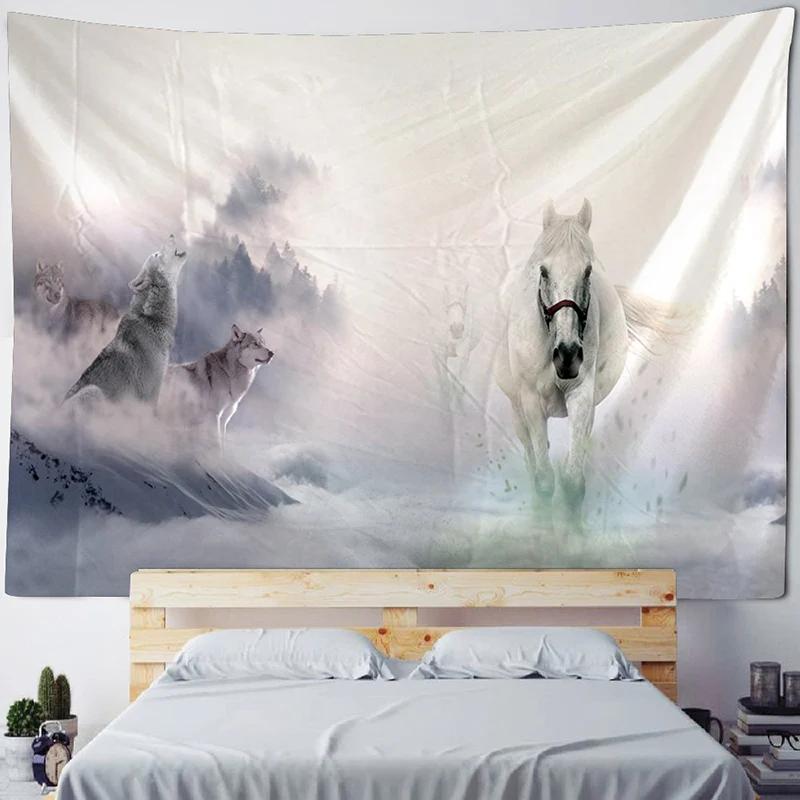 VIKAMA Mandala Tapestry 3D Horse Visual Illusion Large Geometric Wall Hanging Bohemian Hippie Home Art Decor for Bedroom