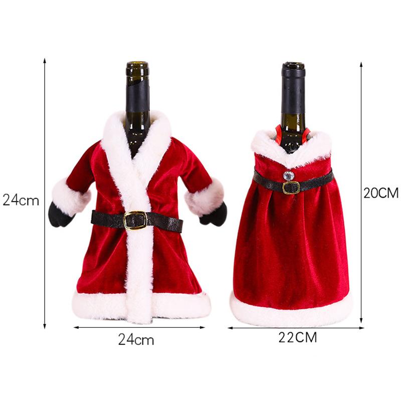 2/1Pcs Creative Christmas Wine Bottle Set Golden Velvet Dress Santa Claus Wine Bottle Cover Xmas New Year Dinner Table Decors