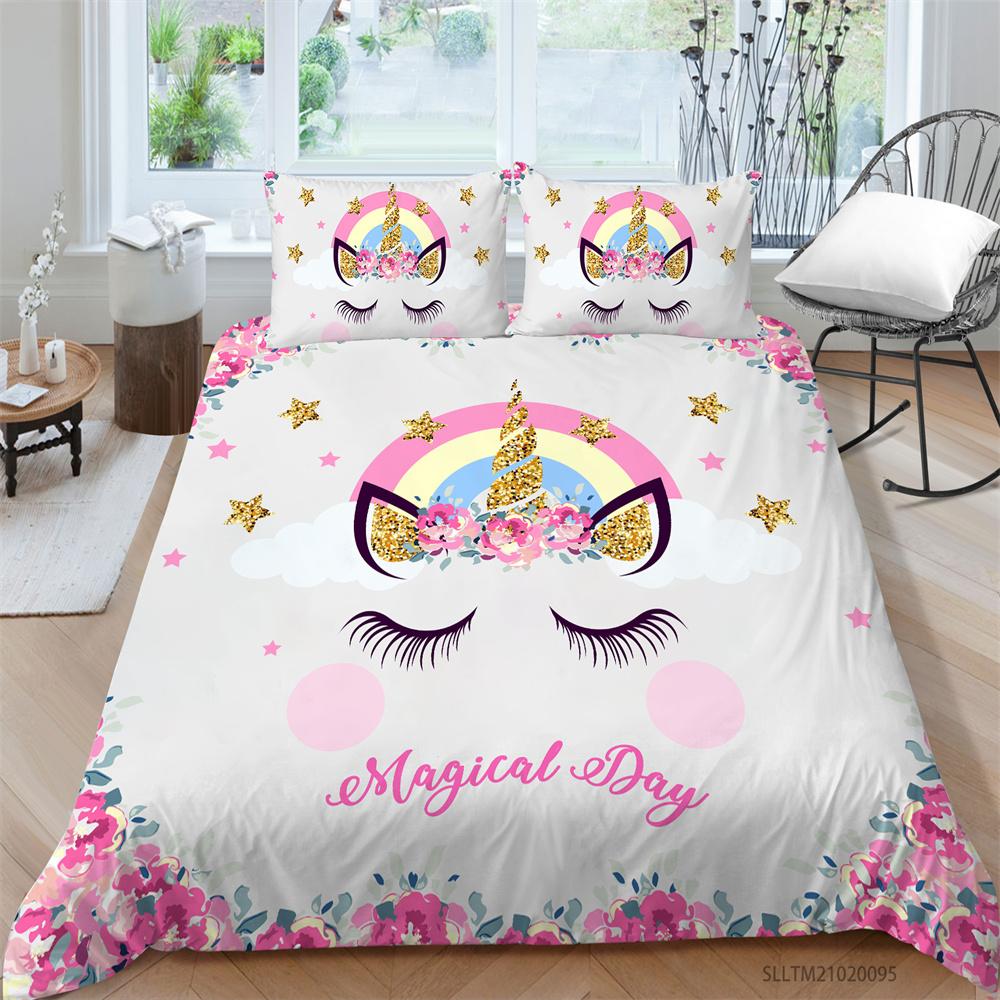 Buy Cute Bedding Cover Sets Unicorn Printing Duvet Cover Sets Teens Queen Size Comforter Cover