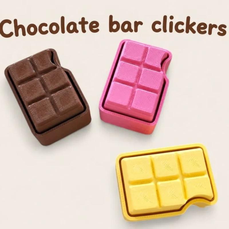 Chocolate Shaped Fidget Slider Keychain Cute Colorful Stress Relief Toy Smooth Surface for Kids School Bag Pendant Gifts