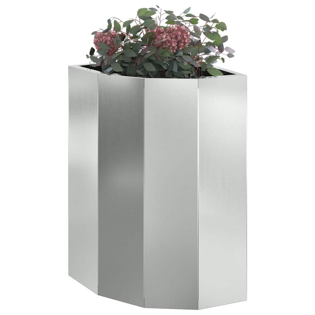 Corner Planter Silver 30 X 30 X 50 Cm Galvanized Steel