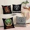 Drink J-Jaegermeister-r Logo Cushion Cover Silky Short Plush Sofa Pillow Cover Hidden Zipper Soft Dustproof Case for Home Decor