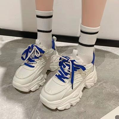 Damskie Płaskie Buty Sportowe Sznurowane Wulkanizowane Buty Damskie Nowe Wzory Białe Gruba Podeszwa Platforma Casualowe Sneakersy