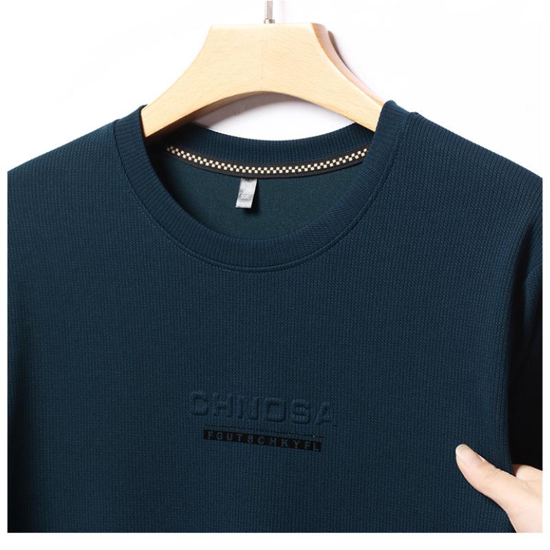 Jesienna Męska Bluza z Długim Rękawem z Okrągłym Dekoltem, Casualowa Bawełniana Koszulka z Nadrukiem, Koszulka Bazowa dla Mężczyzn