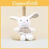 Delightful Floral Pattern Rabbit Plush Doll Keychain In Light Brown Green And Orange Colors