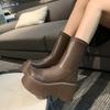 New Fashion Back Zippers Short Boot Female High Platform Thick Bottom Ladies Elegant Ankle Booties Punk Boots for Women 34