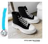 Versatile Men's Black Canvas High-Top Sneakers - Trendy, Thick-Soled, Height-Boosting Casual Sports Shoes for Spring and Autumn.