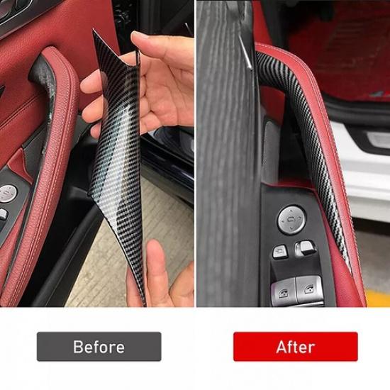 Carbon Fiber Interior Door Pull Handle Armrest Panel Cover For BMW G30 G31 G38