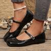 New Arrival Office Ladies Low Heel Pumps Pu Leather Square Toe Fashion Mary Janes Vintage Lightweight Women's Footwear Casual