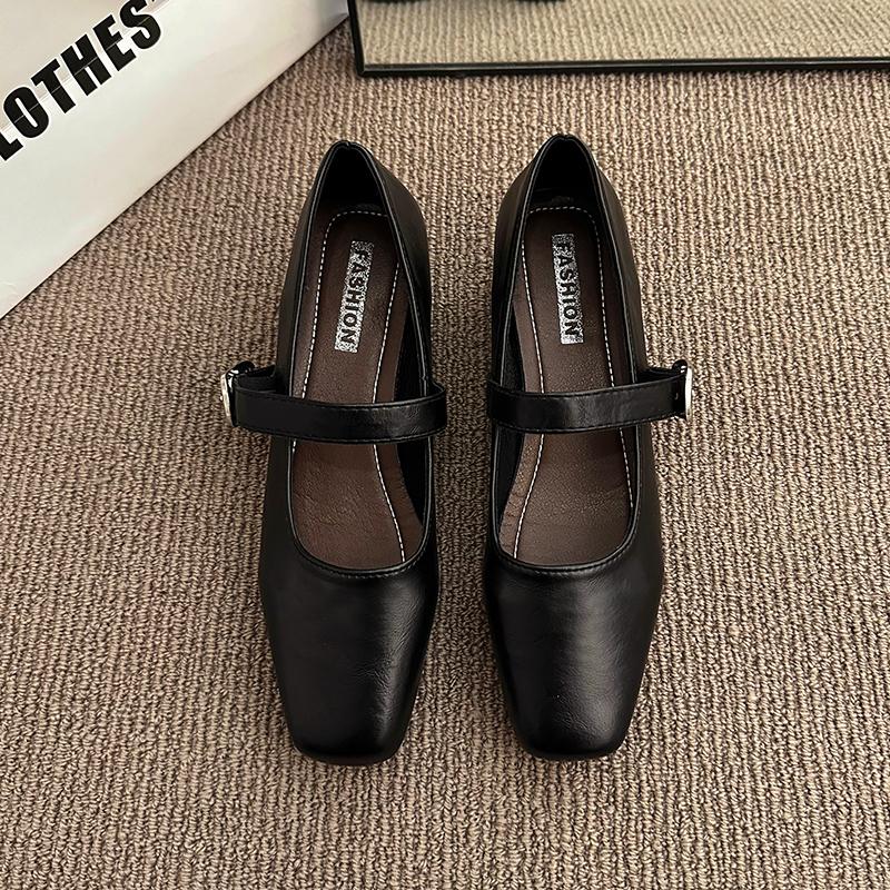 Fashion Elegant Women Mid Heels Shoes Summer Buckle Heeled Shoes 2025 New Shallow Sandals Classical Brand Pumps Dress Chaussures Femme