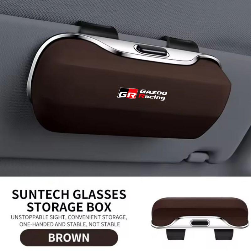 Car Visor Sunglasses Glasses Case Glasses Holder Clip Box Accessories For Toyota Hilux Aygo Yaris Ractis Corolla Camry Keychain