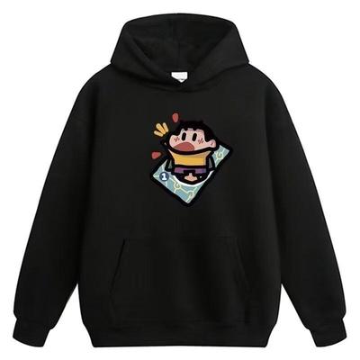 Cozy Plus Size Fleece Sweatshirt - Japanese Cartoon Style, Hooded & Warm for Autumn/Winter.