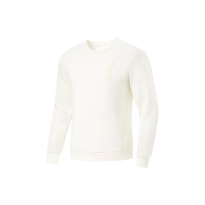 Li-Ning Fitness Series Solid Color Crew Neck Warm Pullover Sweatshirt Men Sweatshirt Off-White AWDT791-2