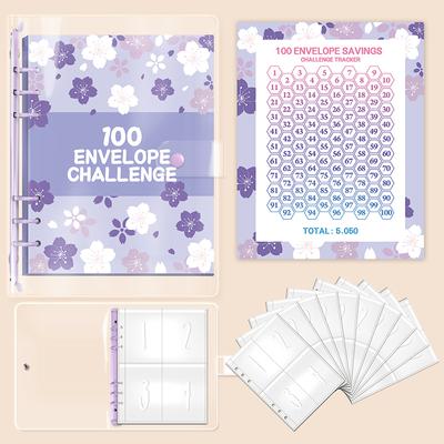 1 Set 100 Gün 100 Zarf Mücadelesi Mermer Desenli Gevşek Yaprak Tasarruf Defteri Para Biriktirme Dosyası Nakit Bütçe Depolama Kitabı Hediye