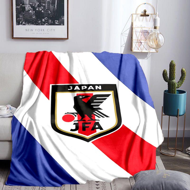 Japan Football Association Emblem Blanket Flannel Throw for Sofa, Indoor, Camping, Living Room, Office, Chair, And Bed Soft Birthday Gift
