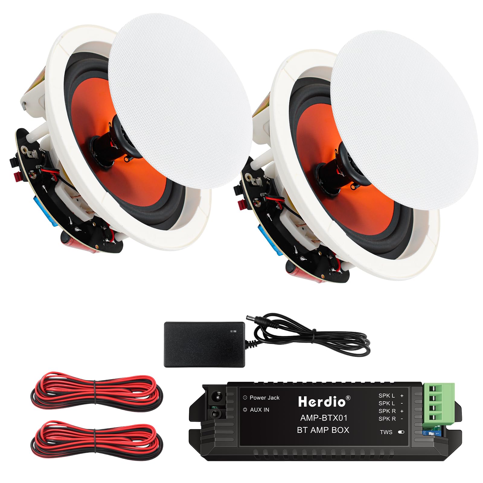 

Herdio Bluetooth Ceiling Max Ideal for Living and Offices Speakers, 4-inch, 240-Watt Output, 2-Way Built-in Speakers, Bathrooms, Kitchens, Rooms, (1