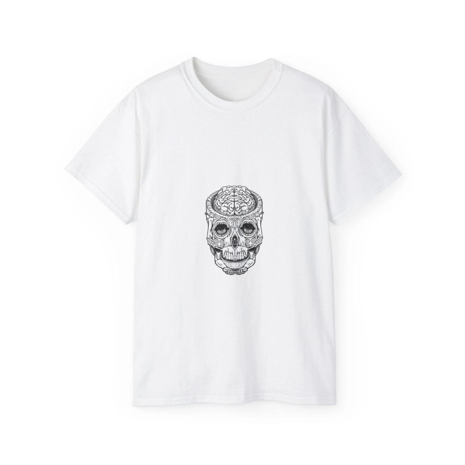 Skull Crane Brain Hands Stars Universe | Custom Graphic T-Shirt 4XL