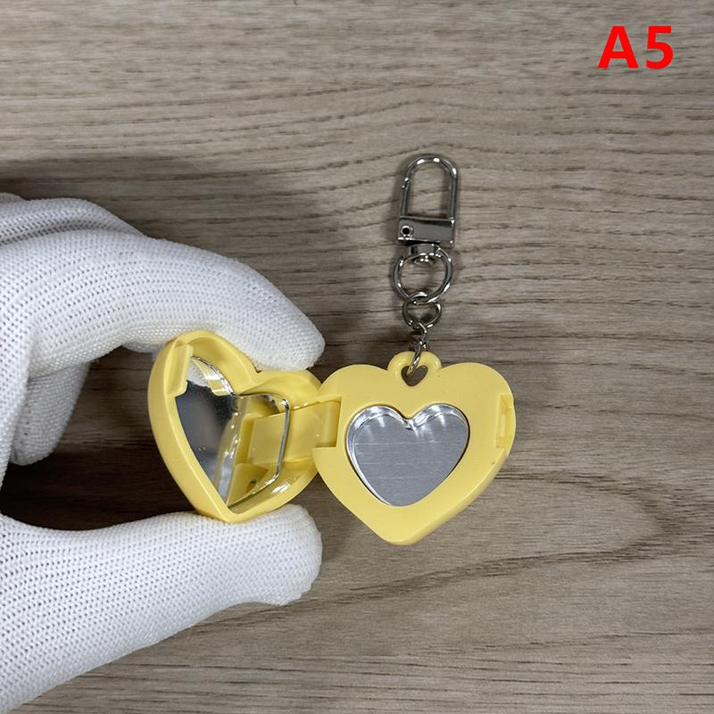 Pink Blue White Love Mirror Key Chain Storage Box Diy Plastic Empty Box Mini Portable Keychain Gift Party