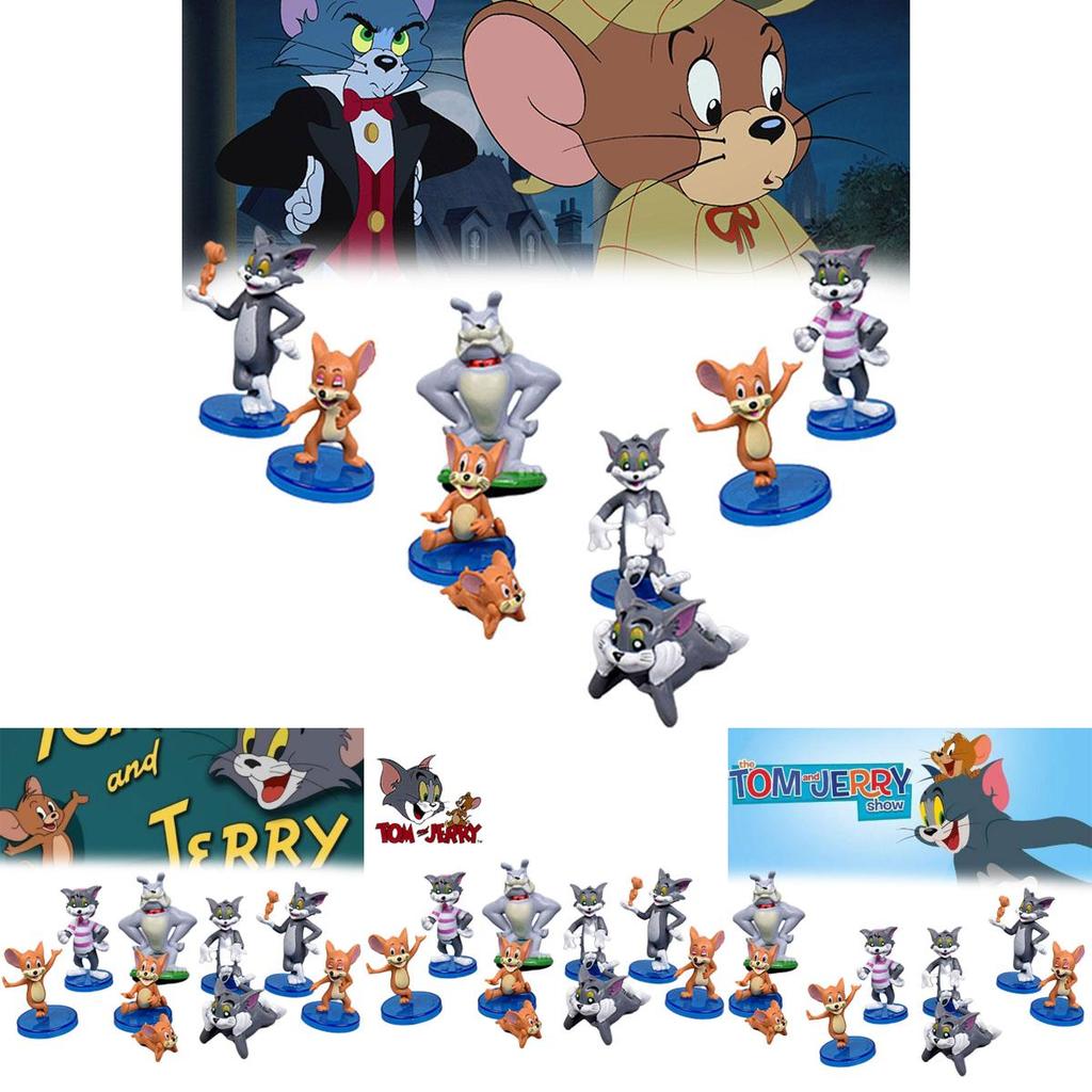 Miquelpw Tom Jerry Action Figures Cute 9pcs/set For Collectors And Cartoon Lovers