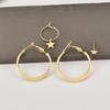 4pcs/set Trendy Circle Drop Earrings for Women Round Star Dangle Earrings Statement Punk Zircon Vintage Golden Color Girls Gift