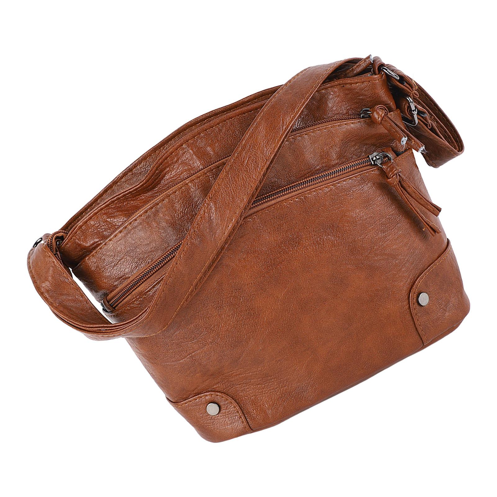 Коричневая сумка через плечо из искусственной кожи моющаяся мягкая винтажная женская сумки-мессенджеры для повседневной жизни коричневый свободный размер 1170₽