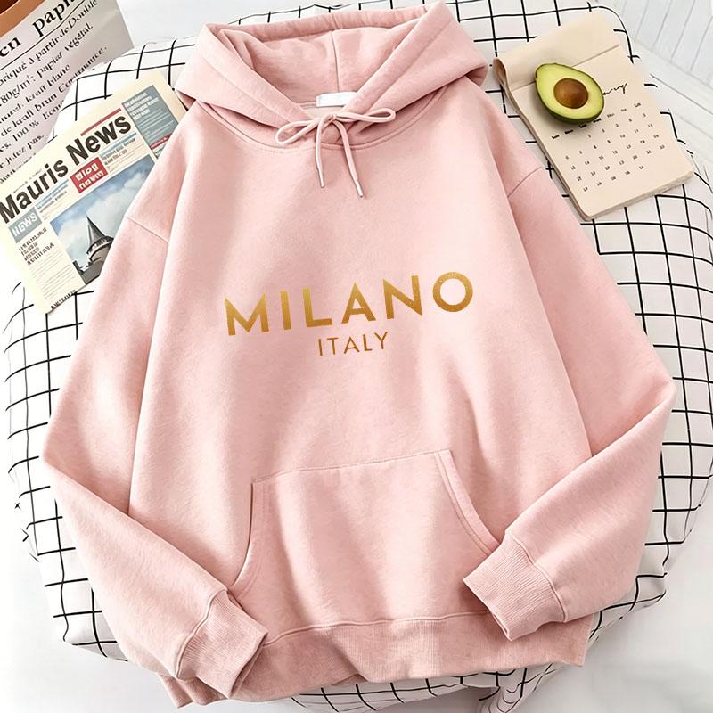 Lässige Trendige Milano Italia Buchstaben Druck Kapuzenpullover Lässige Kapuzenpullover Sweatshirts Herren Damen Oberteile Pullover Kapuzenpullover Sweatshirt