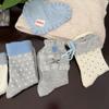 Ladies Autumn Winter Thick Warm Bow-dotted Wool Mid Tube Socks
