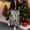 Plus Size Women's Autumn/Winter Casual Printed Skirt & Dress Set with Pockets