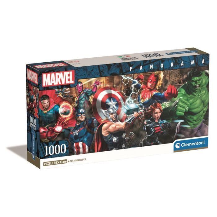 Puzzle Panorama 1000 pièces - CLEMENTONI - MARVEL - Poster inclus - Multicolore - Pour adultes