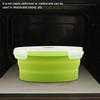 800ml Round Silicone Bento Box Collapsible Lunch Box Microwave Food Container (Light Green)