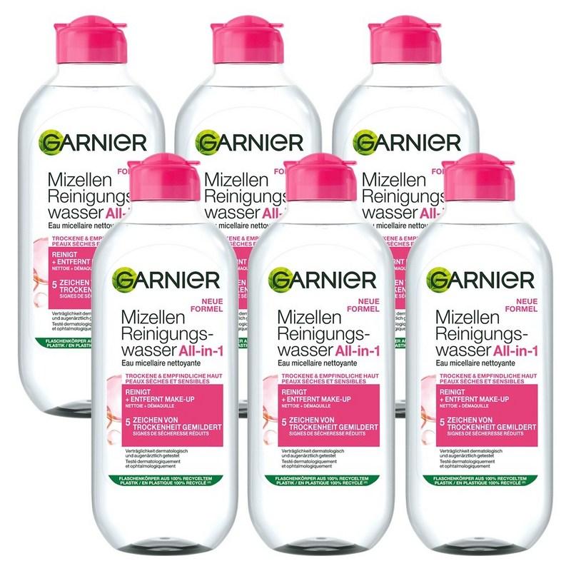 Garnier Skin Active Micellar Cleansing Water, Gentle Cleansing for Dry Skin, 400ml, 6 pcs