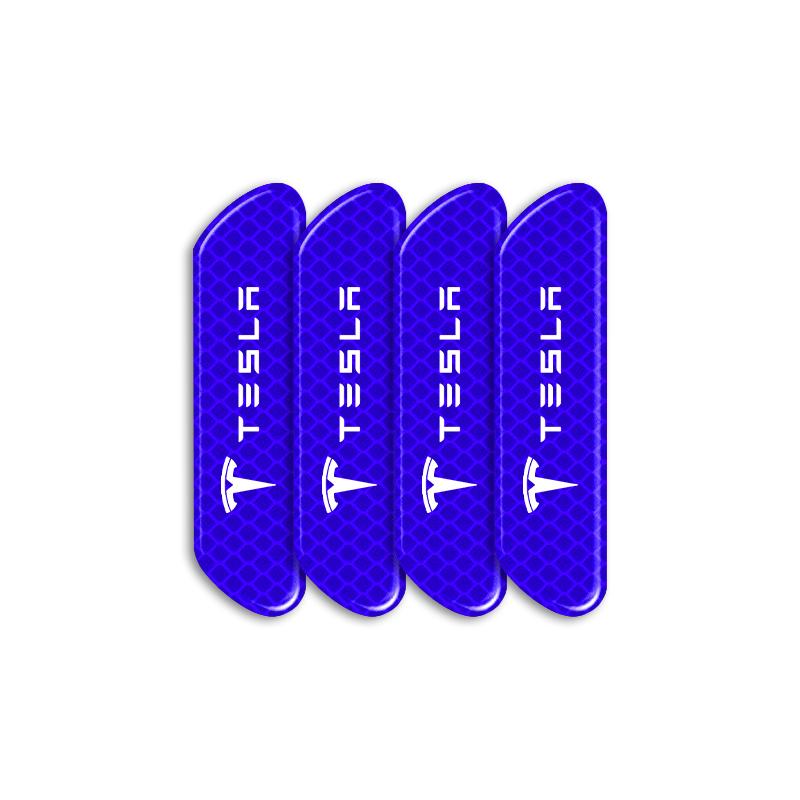 4PCS Car Door Safety Warning Reflective Mark Sticker Emblem For Tesla Model 3 Model X S 2016-2020 Decals TM3 TMX TMS Decal