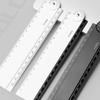 5Piece Black White Plastic Foldable Ruler Set Non Slip Surfaces Precise Centimeter Inch Marking Study Tool