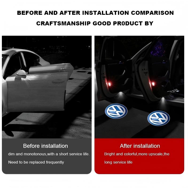 2Pcs VW Car Door Logo Projector HD Welcome Light For Volkswagen Passat B6 B7 B8 CC Lamando Touran Beetle Eos Golf6 MK7 8 T-ROC zh6