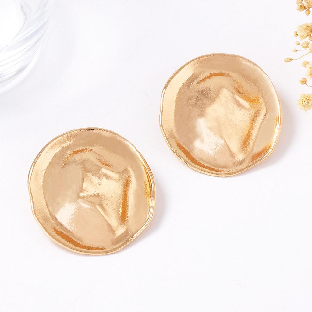 Light Luxury Exquisite Retro Alloy Irregular Geometric Concave-convex Surface Button Stud Earrings Elegant Banquet Women's Models