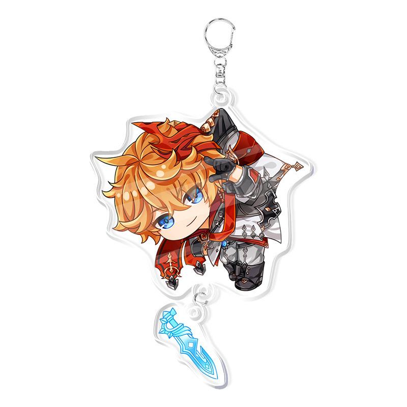 Game Genshin Impact Keychains Acrylic Model School Bag Jewelry Keychian Metal Holder Key Ring For Children Girl Men Accessories