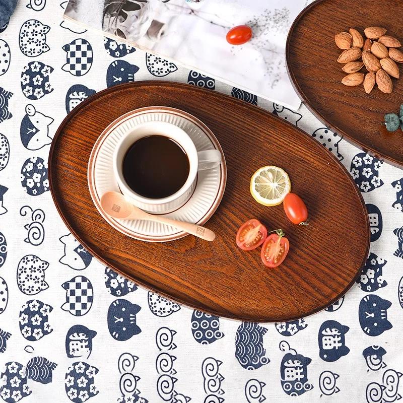 Ovale Serviertabletts, Geschirr, Dessert, Tee, Untertasse, Untersetzer, Kaffee-Untersetzer, Holzteller, Aufbewahrung, Lebensmittel-Display, Home Hotel Decor