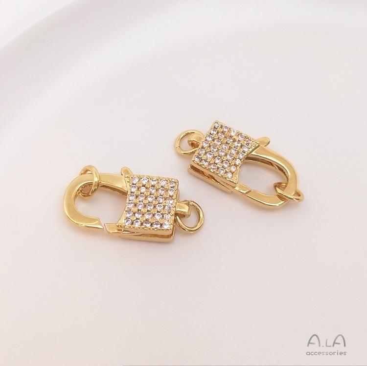 

Замок-лобстер в форме сердца, заполненный 18-каратным золотом, с микро-паве из цирконов для изготовления украшений своими руками