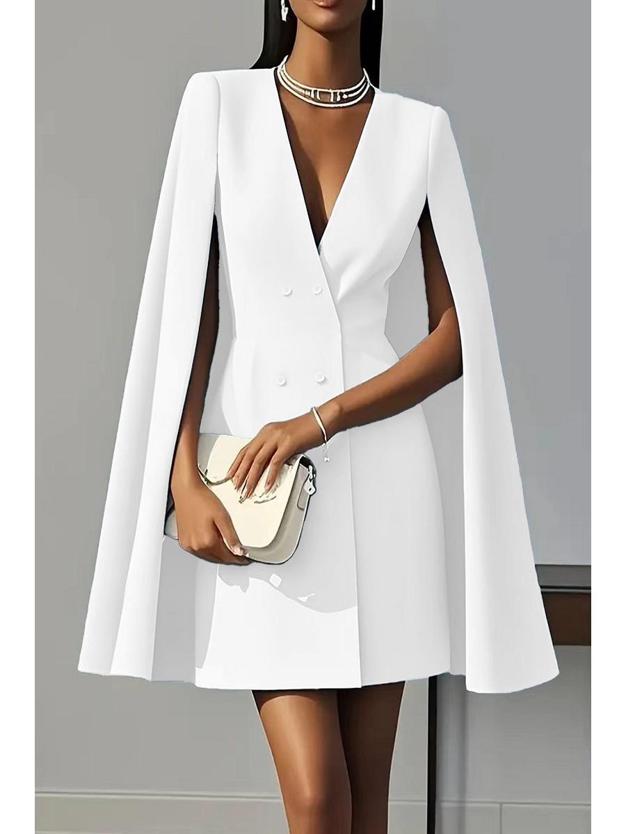 

Європейський та американський осінній повсякденний двобортний плащ-накидка для жінок L білий