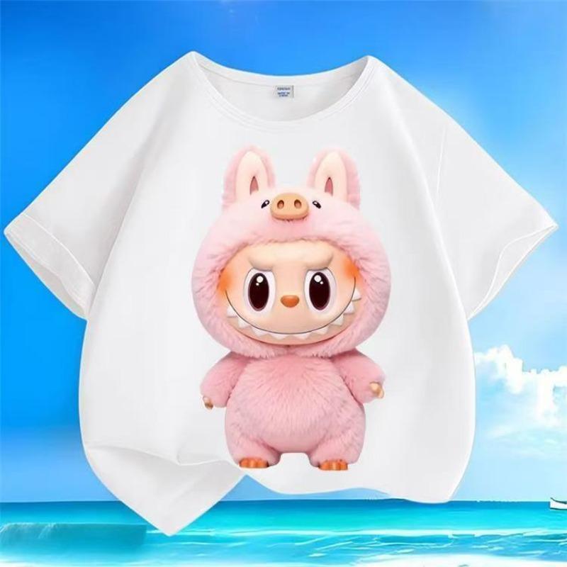 Labubu Kreslený 3D potisk Dětská trička Vtipné Chlapecké Dívčí Krátký rukáv Top Ležérní Trend Dětské oblečení