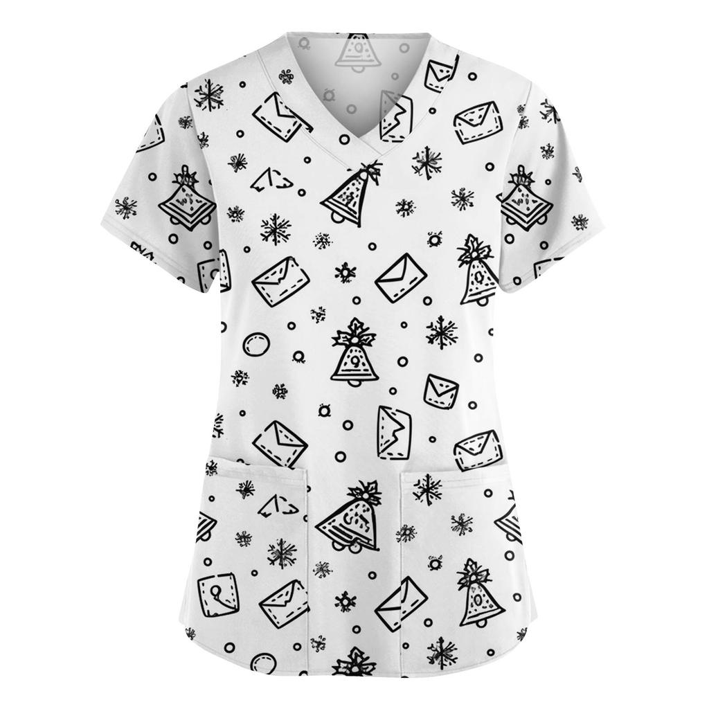 Γυναικεία Μόδα Ολόσωμη Φόρμα V-Λαιμόκοψη Κοντομάνικη Με Τσέπες Μπλούζες με Μοτίβο Ρούχα