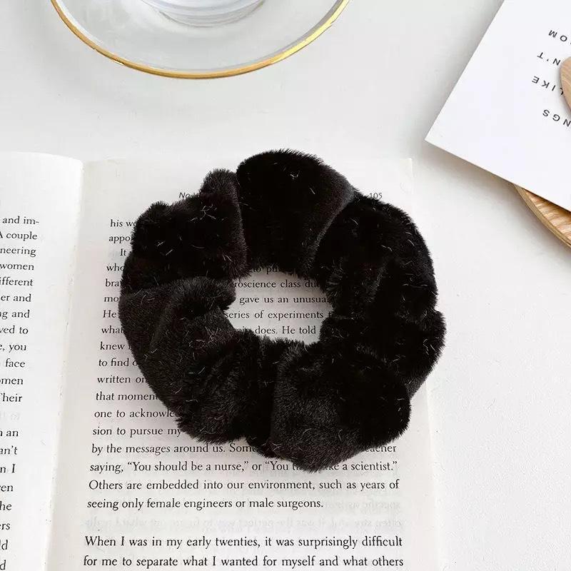New Winter Soft Hair Scrunchies Furry Elastic Hair Band Women Girls Ponytail Holder Hair Rubber Band Hair Ties Hair Accessories