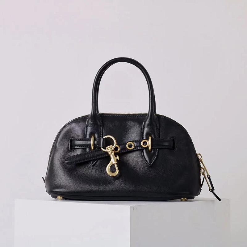 

Luxury Brand Genuine Leather Women Handbags Fashion Gold Buckle Shoulder Bags Women Spring Retro Sheepskin Boston Bags Lady 28x10x16CM