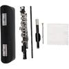 Key of C Piccolo with PU Leather Box, Cleaning Cloth and Rod, Nickel-plated Piccolo Flute for Beginners (Black)