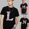Men's T-shirt Basic Short Sleeve Top Streetwear Rose Flower Letter Name Series Print Casual O-neck Youth Men's Commuter Shirt