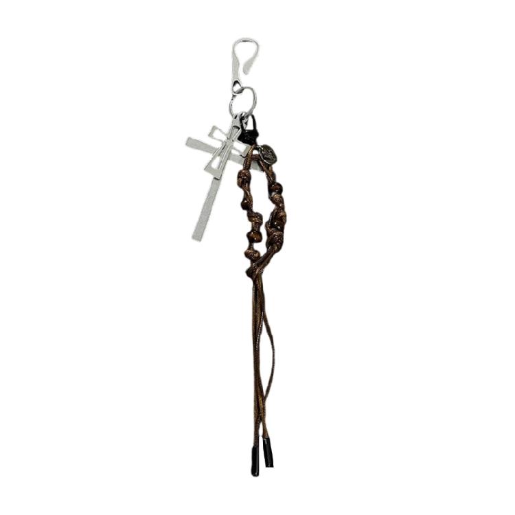 Multifunction Braided Rope Crosses Pendant for Keychain Bag Decoration Unisex Fashion Accessory Gift