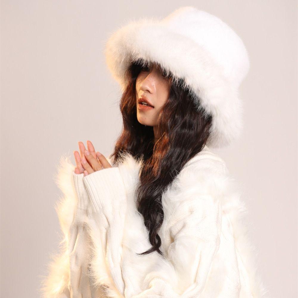 Warm Artificial Fur Hat Fluffy Hat Winter Cap Personality Beanie Hat  Outdoor