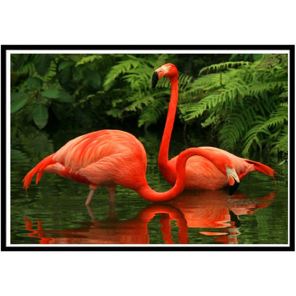 New Diamond Painting Flamingo Animal Creek 5D Rhinestone Embroidery Red Heron Landscape Picture Diamond Inlaid Christmas Gift