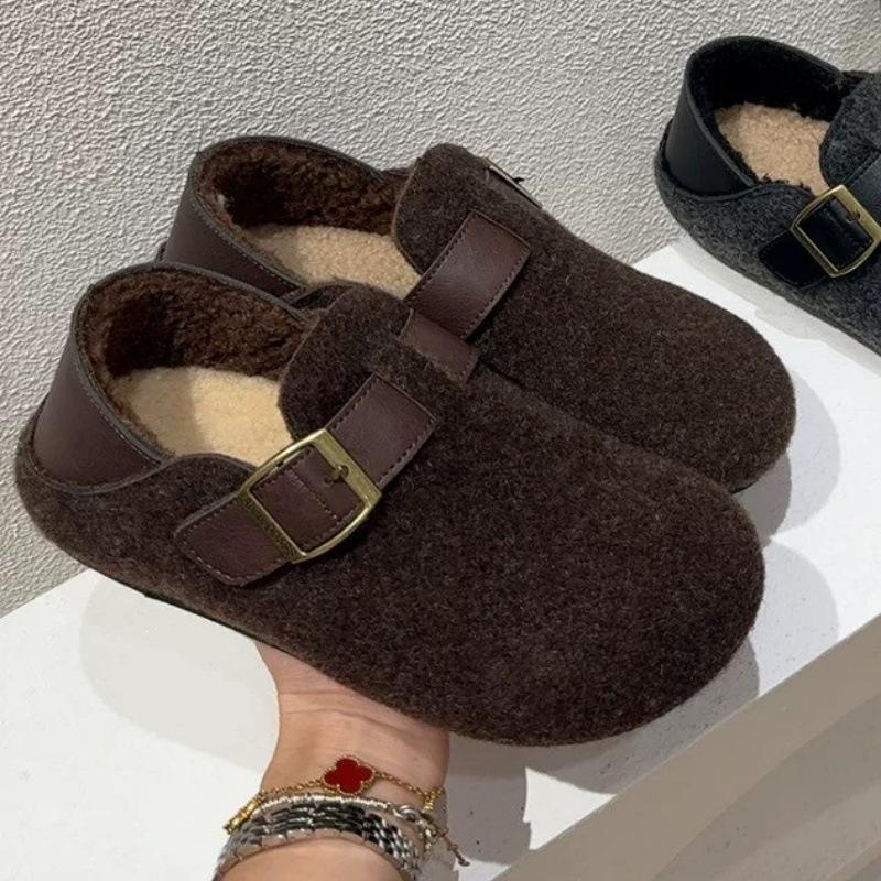 Retro Shoes for Women in Autumn and Winter, Thick-soled and Fleece Cotton Shoes